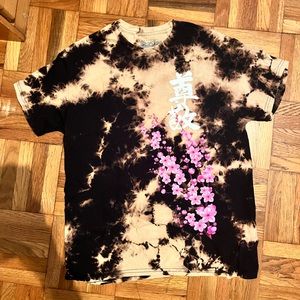 black and beige tie dye cherry blossom shirt